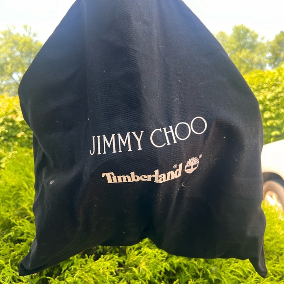 JIMMY CHOO X TIMBERLAND Nubuck Glitter Ankle Boots 7 Black Gunmetal - Picture 5 of 5